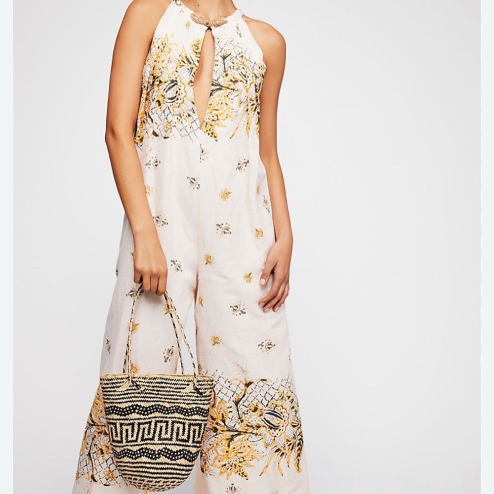 Free People Cream and Yellow Floral Jumpsuit - Picture 2 of 12